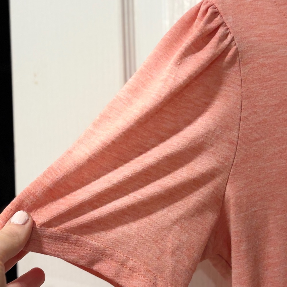 Soft Peach Coral Square Neck Tee | Minimalist Everyday Basic | M - Picture 5 of 6